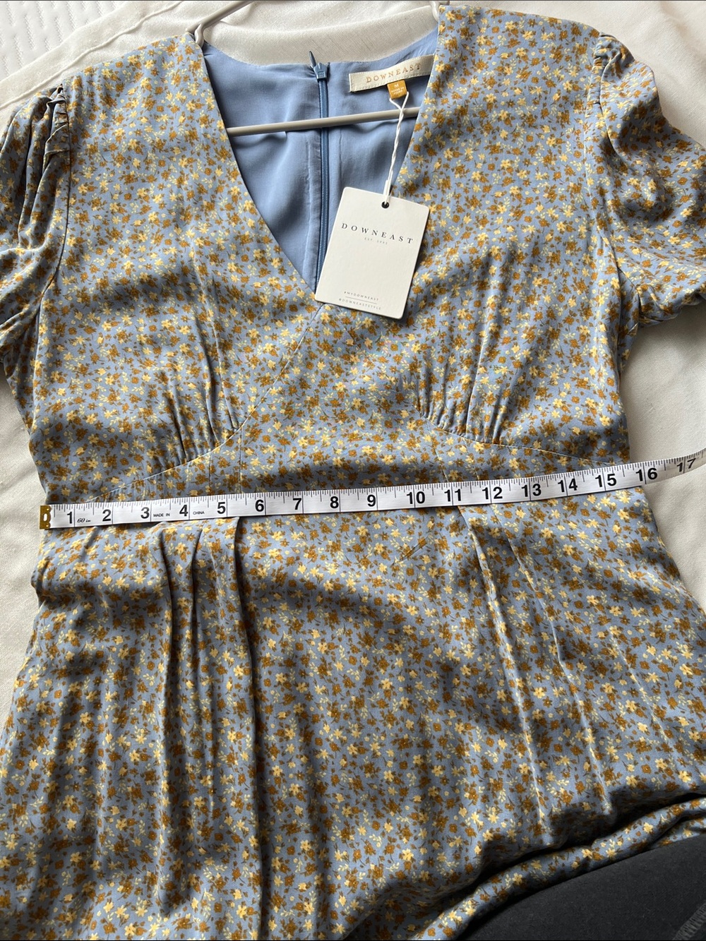 Bonita Dress NWT Medium Blue Floral Ditzy Print Rayon Midi Maxi Dress Pockets - Picture 9 of 11